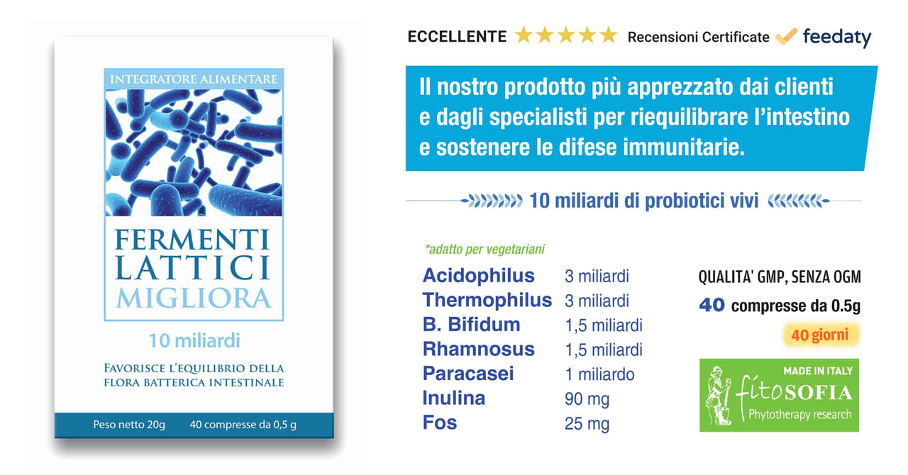 Ceppi probiotici e quantità in MLD contenute in una compressa di Fermenti Lattici