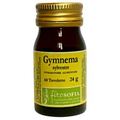 Flacone in vetro scuro dell'integratore alimentare di Gymnema sylvestre in tavolette Fitosofia, formulato per supportare il controllo fisiologico della glicemia.