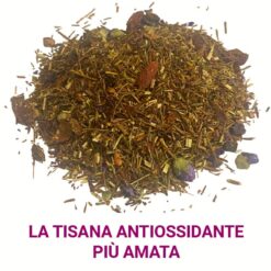 Tisana "Elisir di giovinezza" con rooibos, bacche di goji e mirtilli, senza teina.